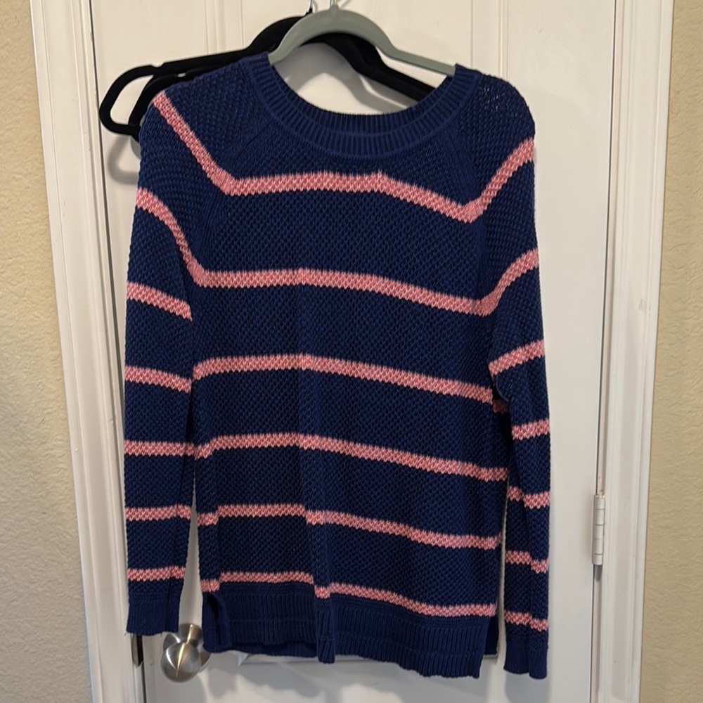 Navy and Pink Striped Sweater